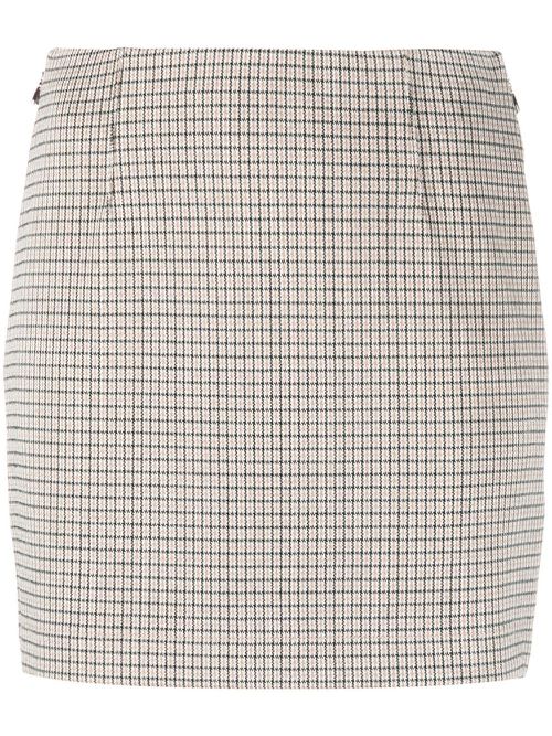 Zip-fastening checked miniskirt - Neutrals