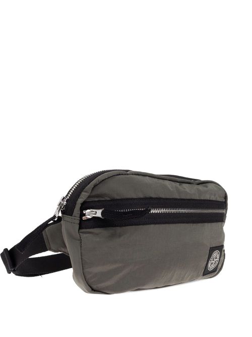 Zip-fastening logo-patch belt bag - Green