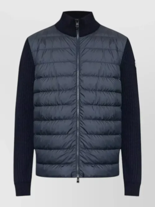 Moncler - cardigan quilted front and ribbed sleeve