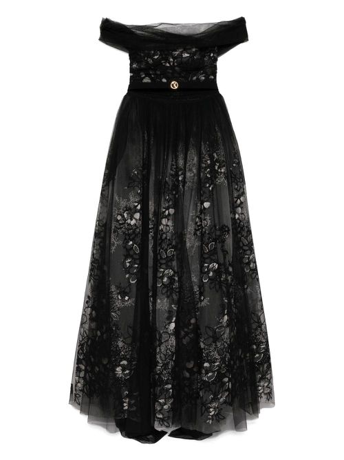 Gathered tulle gown - Black