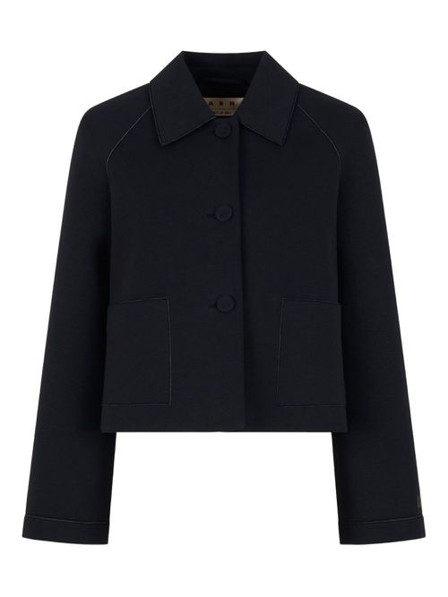 Cropped button-up jacket - Black