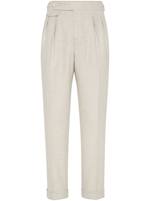 Pressed-crease tapered trousers - Neutrals