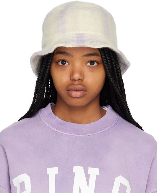 Anine Bing Cami Bucket Hat - Lavender And Cream Check Cami Bucket Hat - Lavender And Cream Check | Parallel main image 4