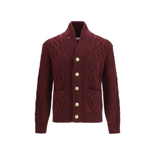 Cable-Knit Cashmere Cardigan — Bordeaux
