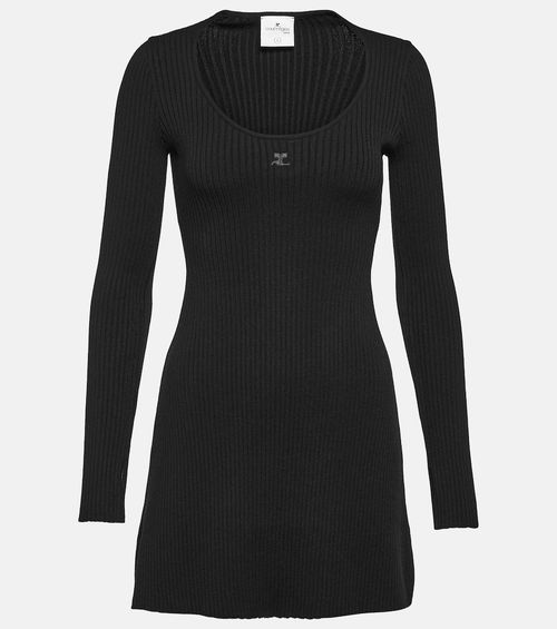 Ribbed-knit jersey minidress