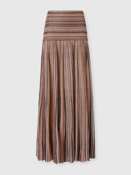 Missoni - Ribbed Mixed Viscose Lamé Long Skirt, Women, Gold& Beige