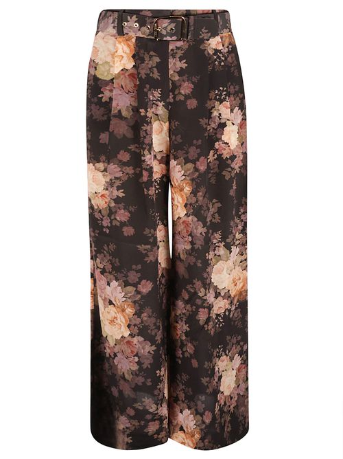 Floral Print Belted Trousers