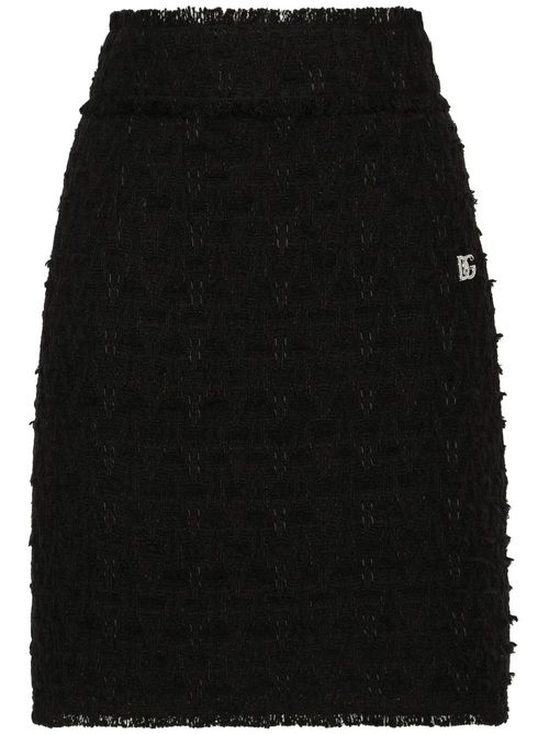 Rush-stitch silk skirt - Black