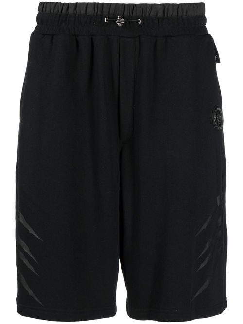 Stripe-print jogging shorts - Black