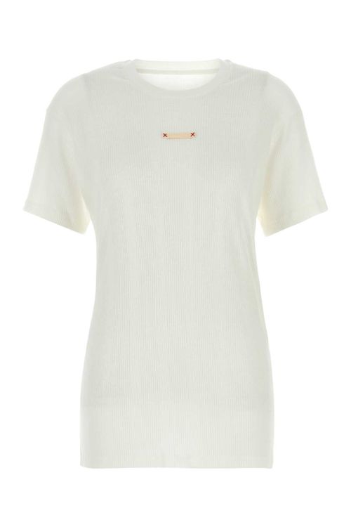 Cotton Blend Ribbed T-Shirt — White