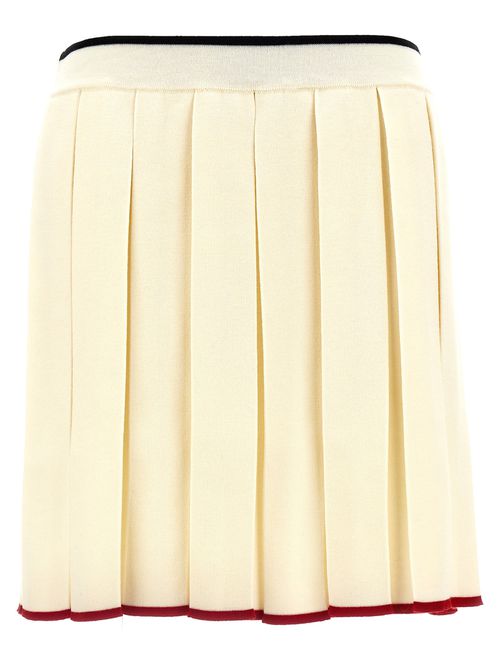 -Knitted Pleated Skirt Gonne Bianco-Donna