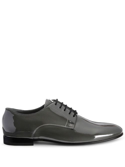 Patent-leather lace-up loafers - Grey