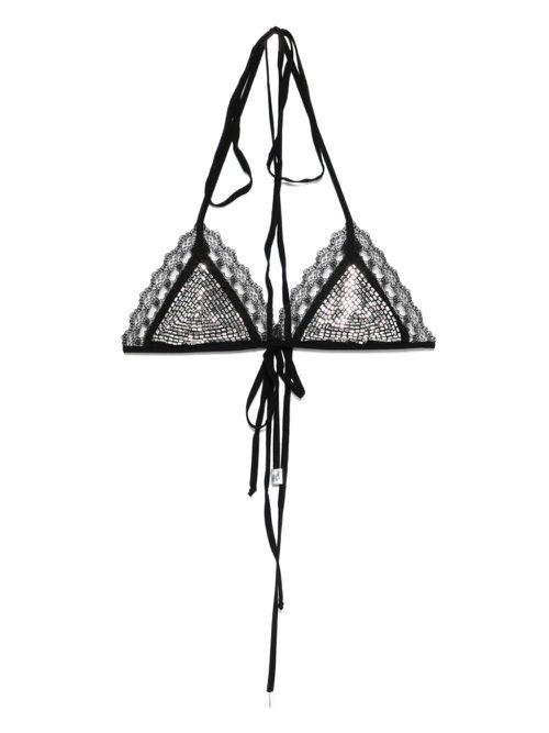 Rhinestone-detailed bikini top - Black