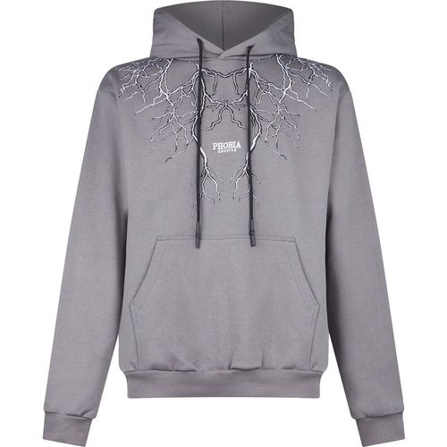 Men's Lightweight Hoodie Embroidery Lightning Hoodie Grey/white