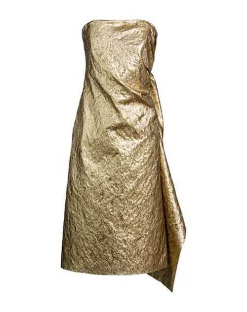 Woman Midi dress Gold Size 10 Metal, Polyester, Polyamide
