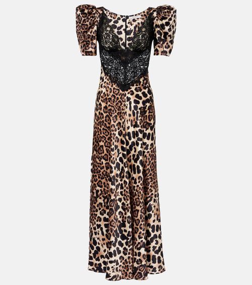 Leopard-print silk satin maxi dress