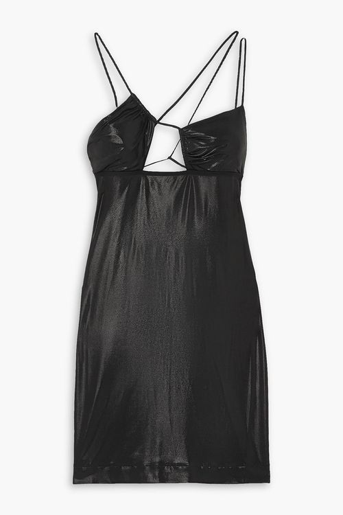 Cutout metallic stretch-jersey mini dress