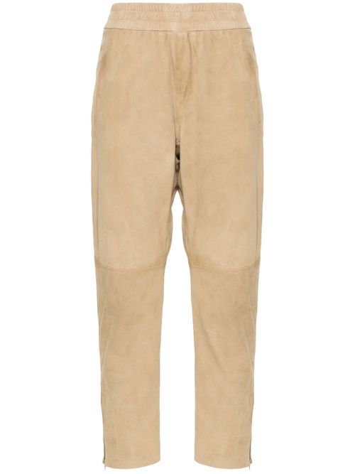 Slim-fit suede trousers - Neutrals