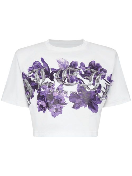 Logo-print cotton crop top - White