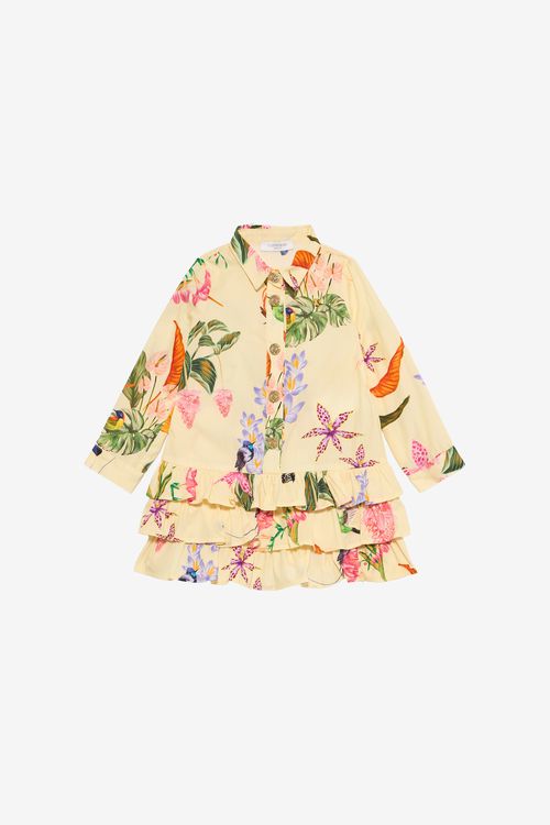 Yellow Dress With Tropical Print