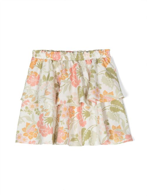 Floral-print layered skirt - Neutrals