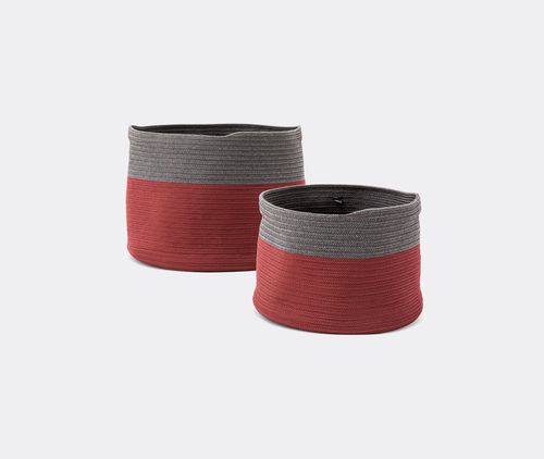 'podor' Baskets, Set Of Two, Burgundy & Grey