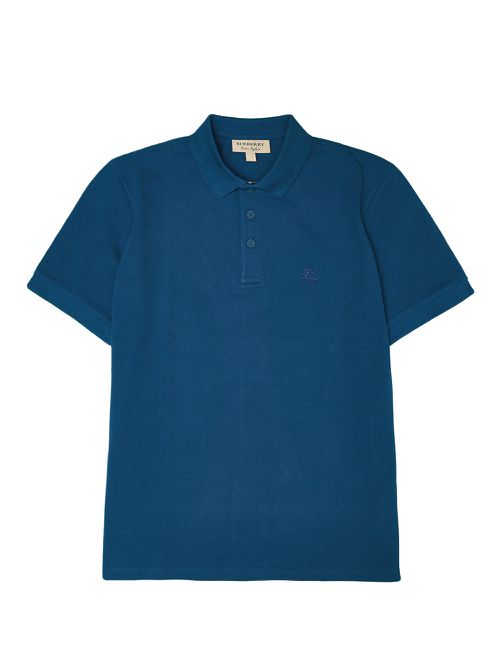 Deep Teal Blue Cotton Collared Polo Shirt - IT46 | S Aquamarine Blue