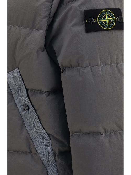 Hooded Puffer Nylon Down Jacket — Gray