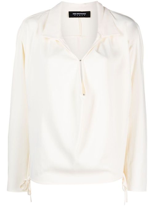Pointed-flat collar blouse - Neutrals