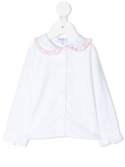 Ruffle collared top - White