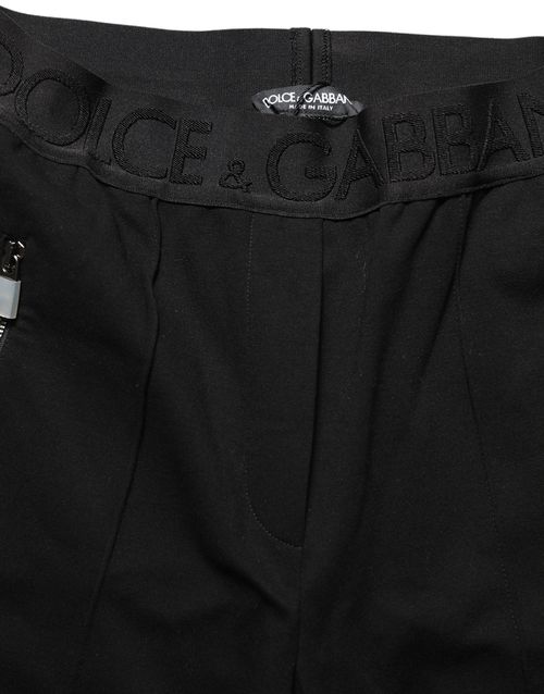 Logo-Embroidered Mid-Waist Trousers — Black