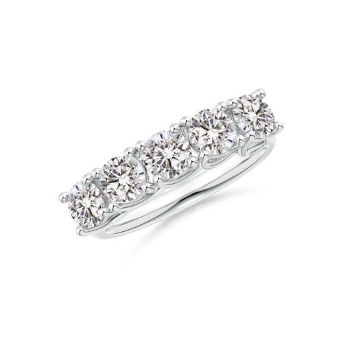 Angara 1.75 Carats Half Eternity Five Stone Diamond Wedding Band in 14K White Gold
