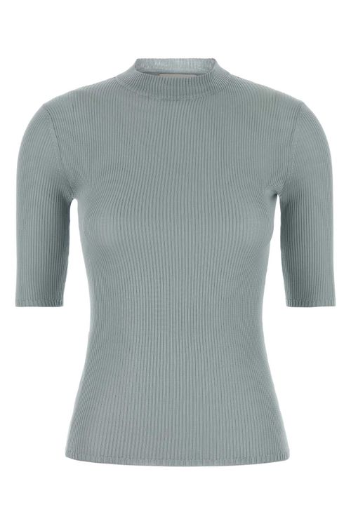 Ribbed Silk Sweater — Gray