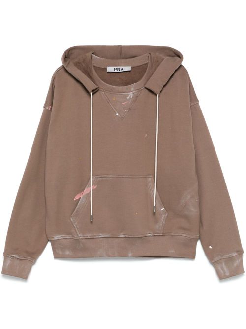 Paint splatter-detail hoodie - Brown