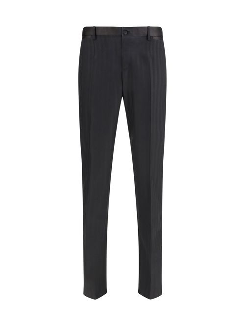 Striped Wool Trousers — Black