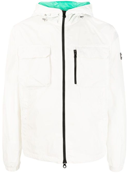 Duvetica logo-patch zip-up hooded jacket - Neutrals