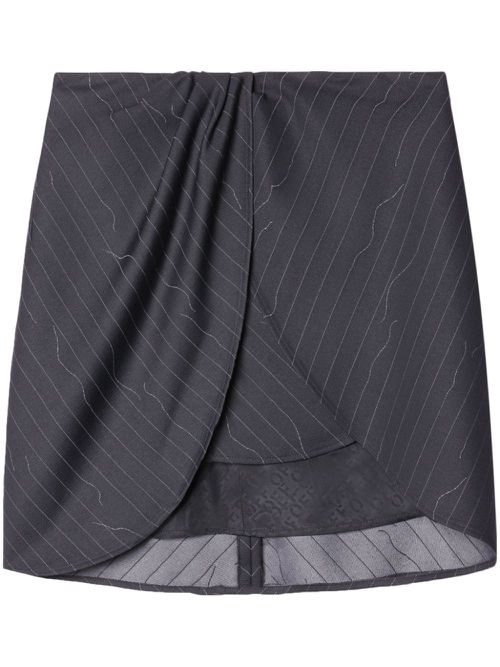 Pinstripe draped miniskirt - Grey