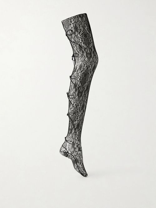 Seagull Lace Stay-up Stockings - Black