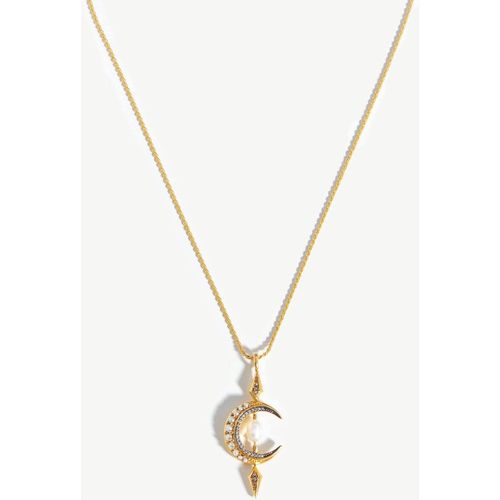 Harris Reed Crescent Moon Pearl Necklace | Gold Vermeil/Pear