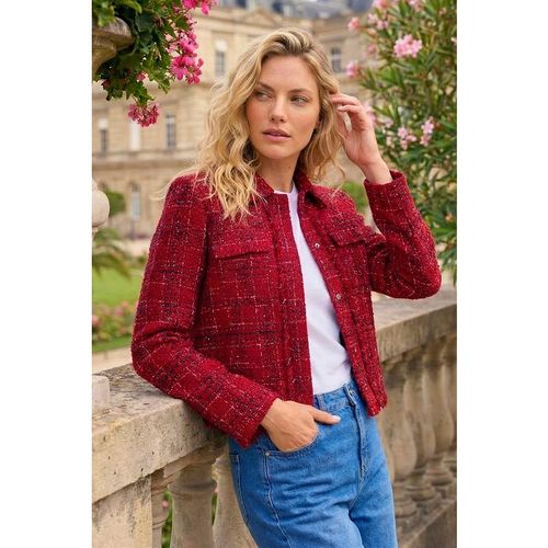 Roman Womens Luxury Boucle Textured Jacket - Wine