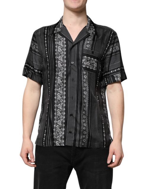Silk Floral Print Shirt — Black