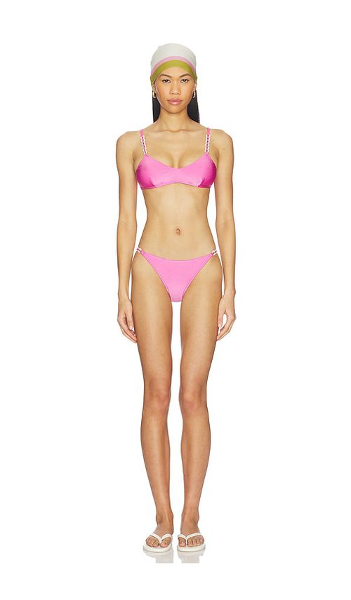 ADRIANA DEGREAS Solid Chain Bikini Set in Pink. - M also in