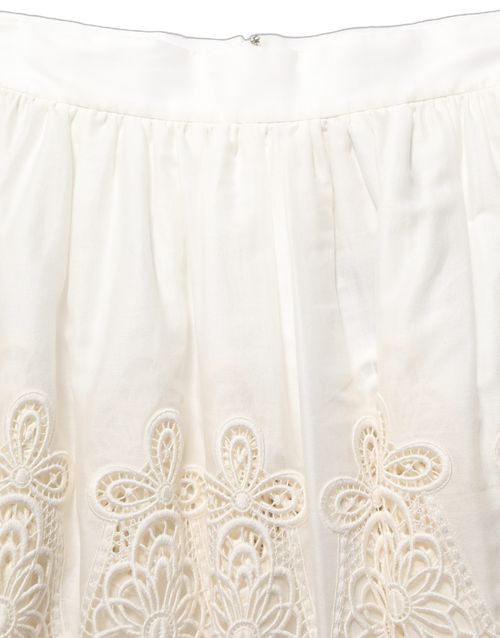 Floral Embroidered Mini Skirt — White