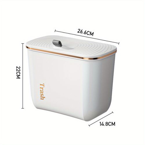 TEMU 7l/9l Rectangle Plastic Kitchen Trash Can With Lid, Cabinet Door Hanging Waste Bin, No Electricity Needed, For Bathroom & Floor Stand