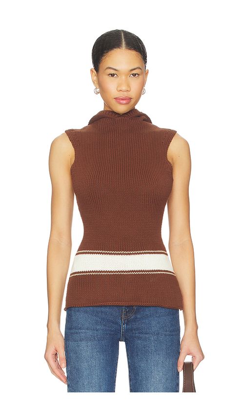 YLLW THE LABEL Louis Knit Tank Top in Chocolate. M. Also in L