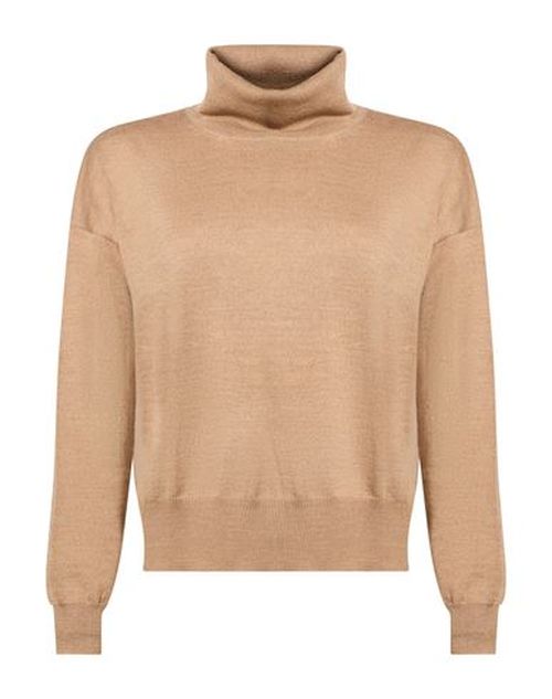 Woman Turtleneck Sand Size 6 Merino Wool