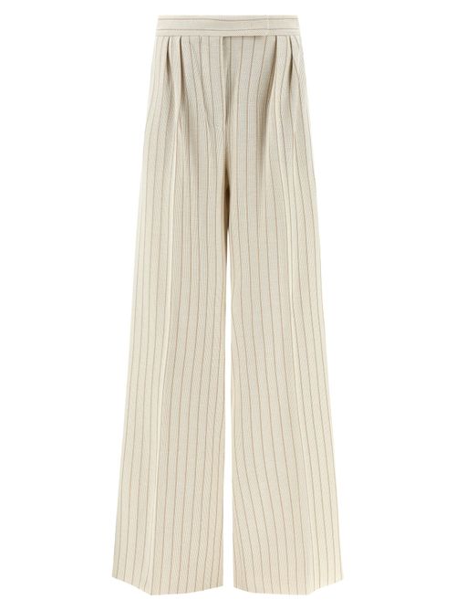 Pinstripe Piqué Cotton Trousers — White