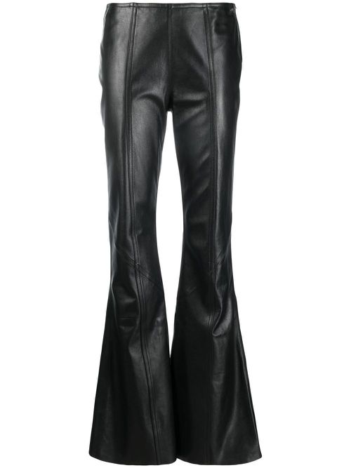 Flared-leg leather trousers - Black