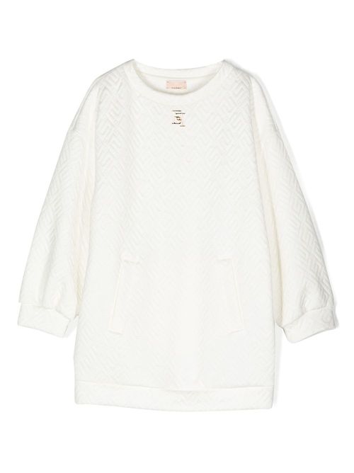 Monogram-jacquard midi dress - White