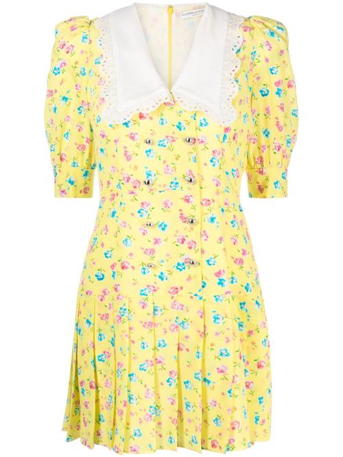 Floral-print mini dress - Yellow